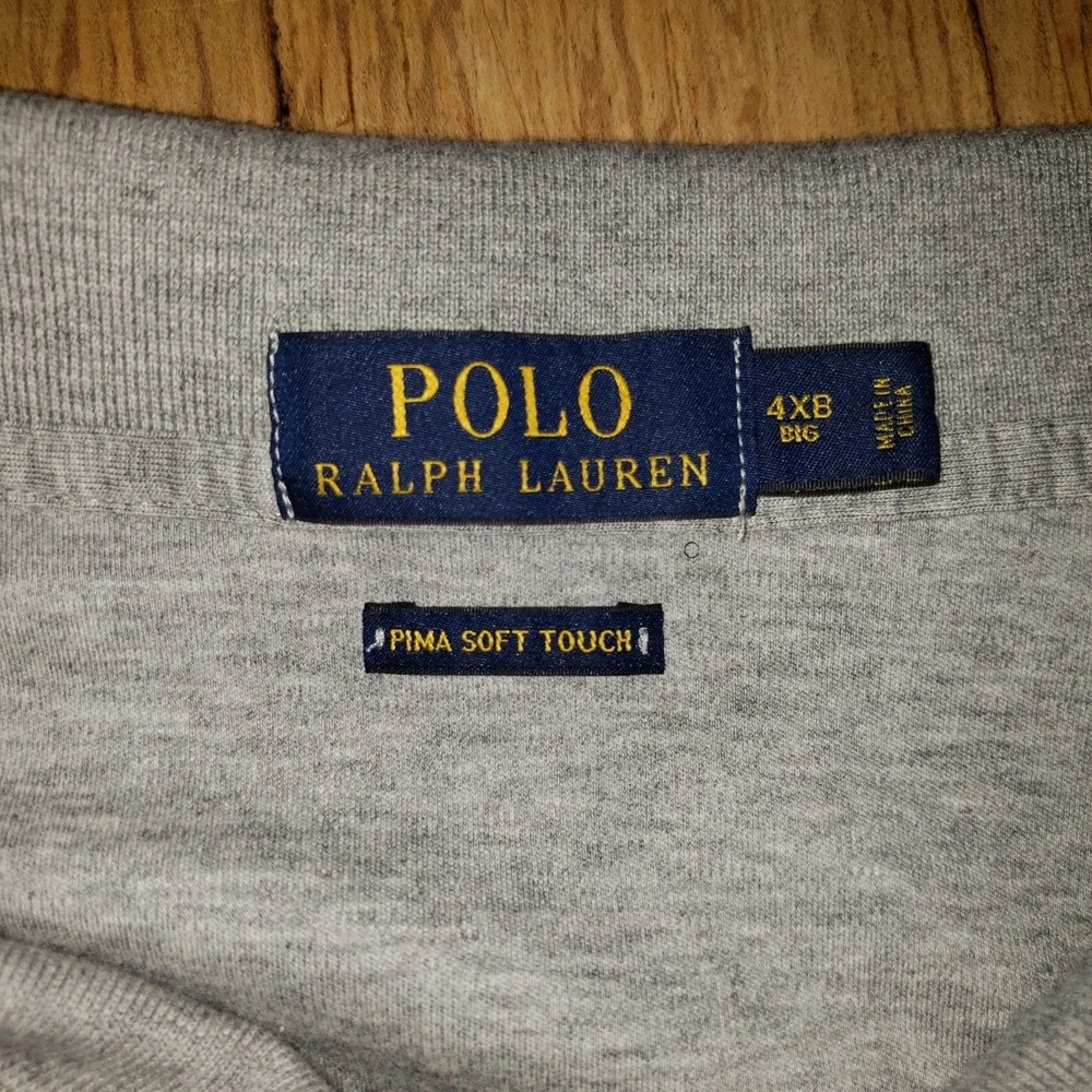 Polo Ralph Lauren Polo Shirt Mens‎ Gray Size 4XB Pima Soft Touch Short Sleeves